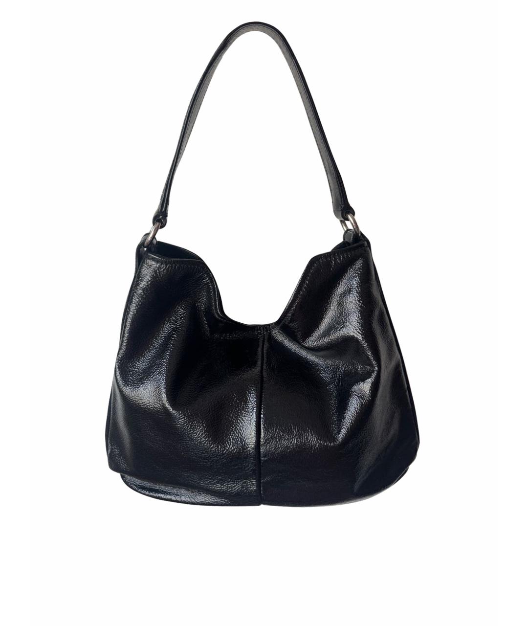 SAINT LAURENT Черная сумка через плечо из лакированной кожи, фото 1