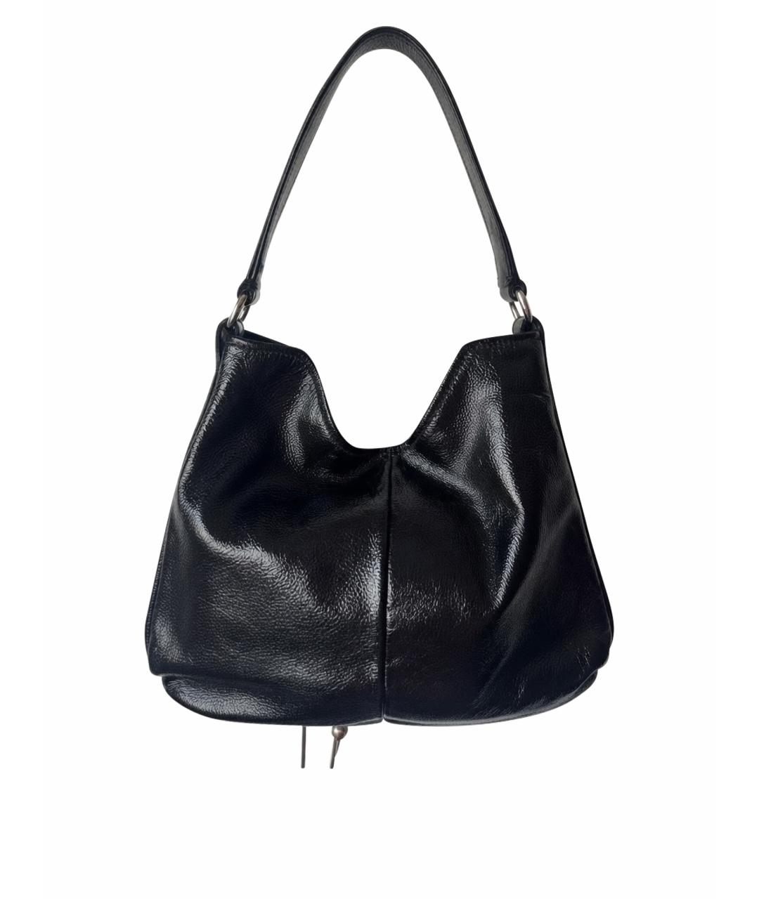 SAINT LAURENT Черная сумка через плечо из лакированной кожи, фото 9