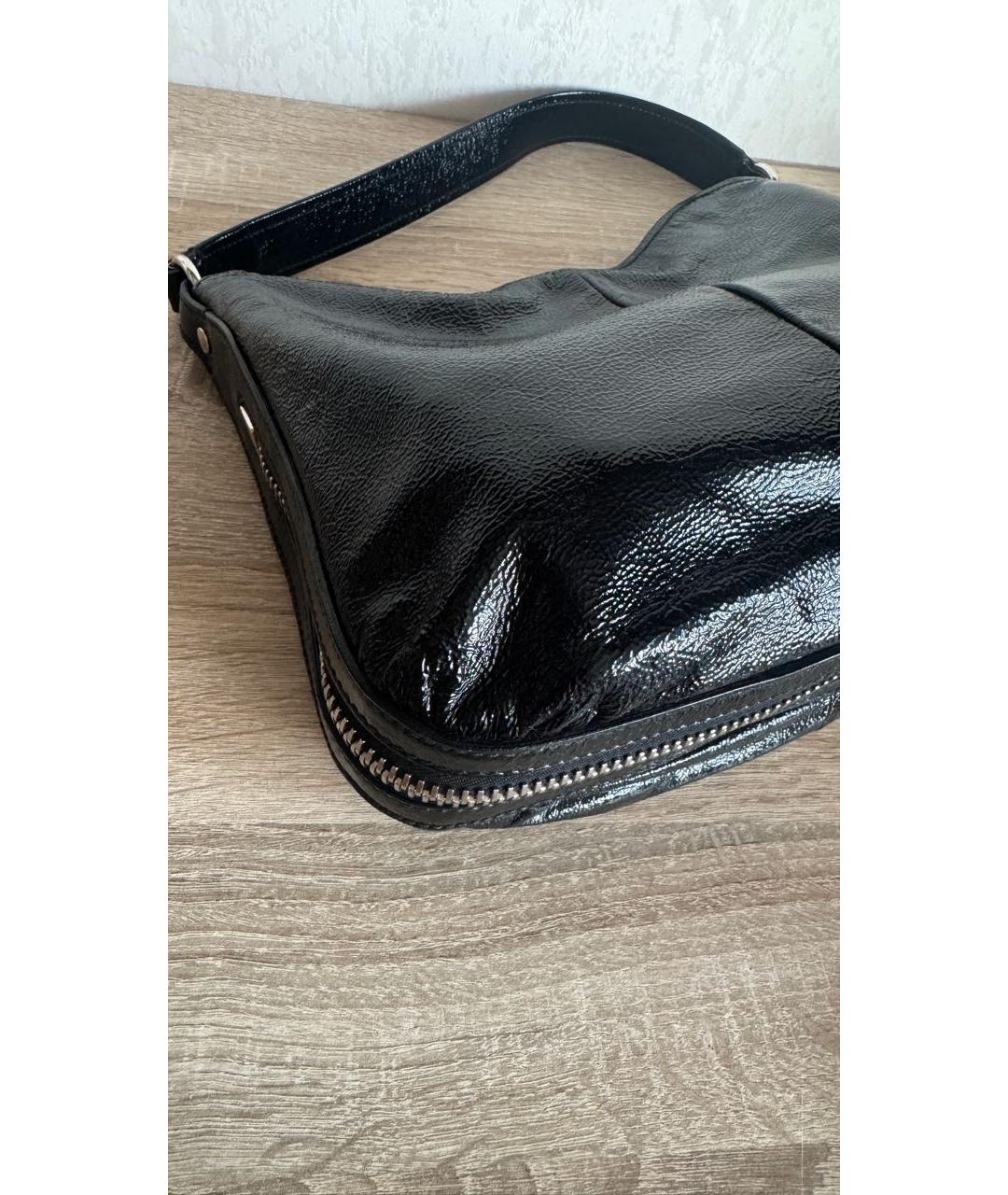 SAINT LAURENT Черная сумка через плечо из лакированной кожи, фото 4