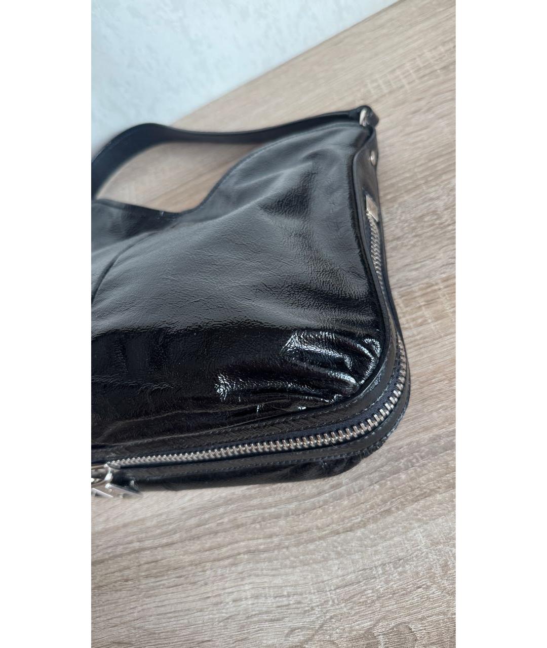 SAINT LAURENT Черная сумка через плечо из лакированной кожи, фото 5