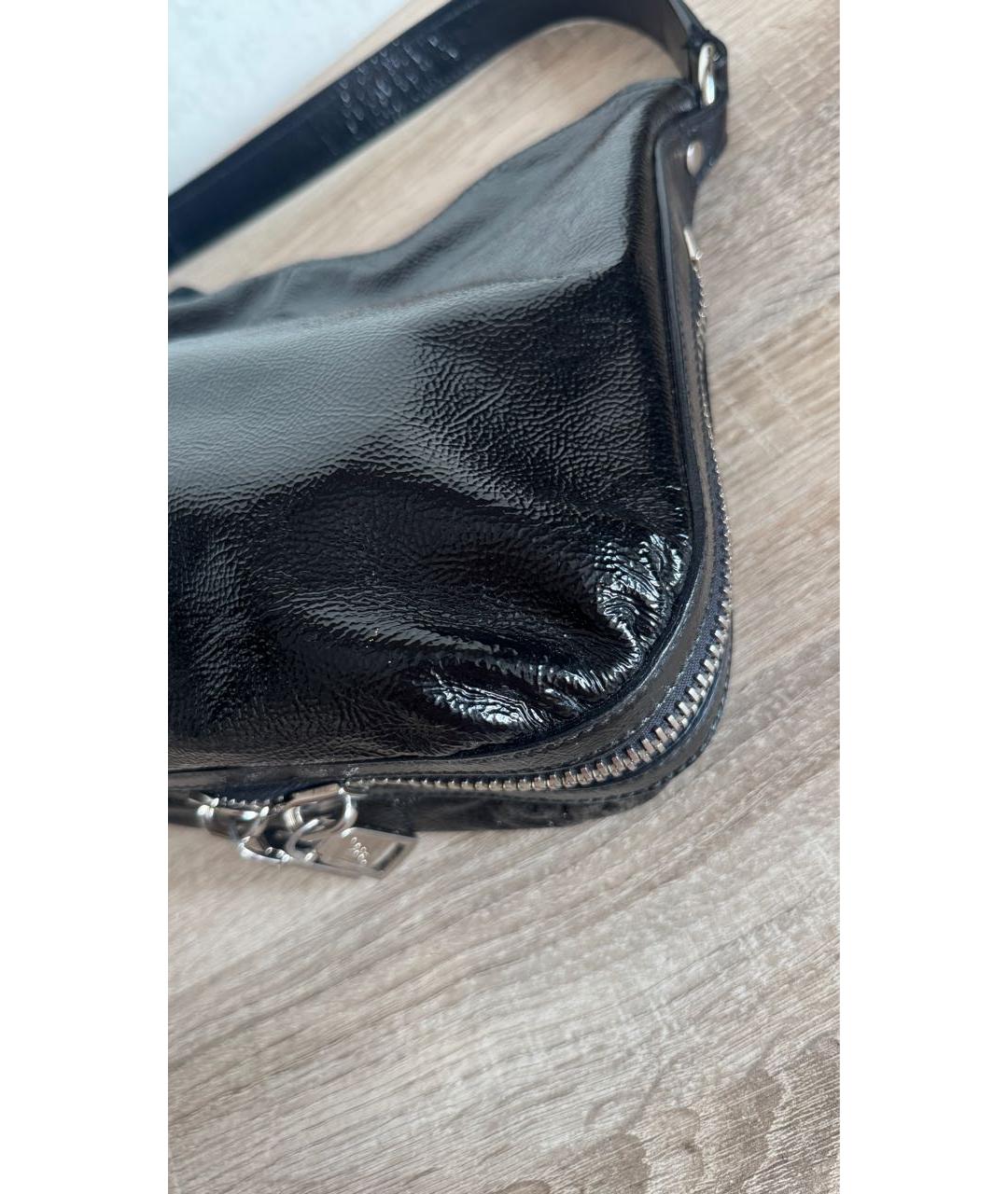 SAINT LAURENT Черная сумка через плечо из лакированной кожи, фото 3