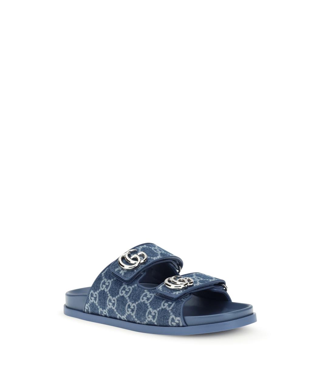 GUCCI Синие текстильные шлепанцы, фото 2