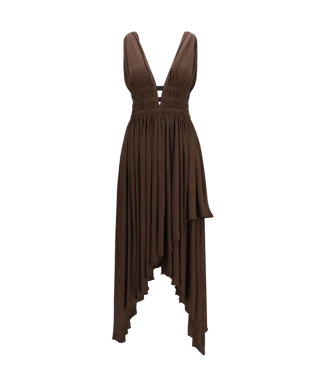 ALAIA Коричневое вискозное коктейльное платье, фото 1
