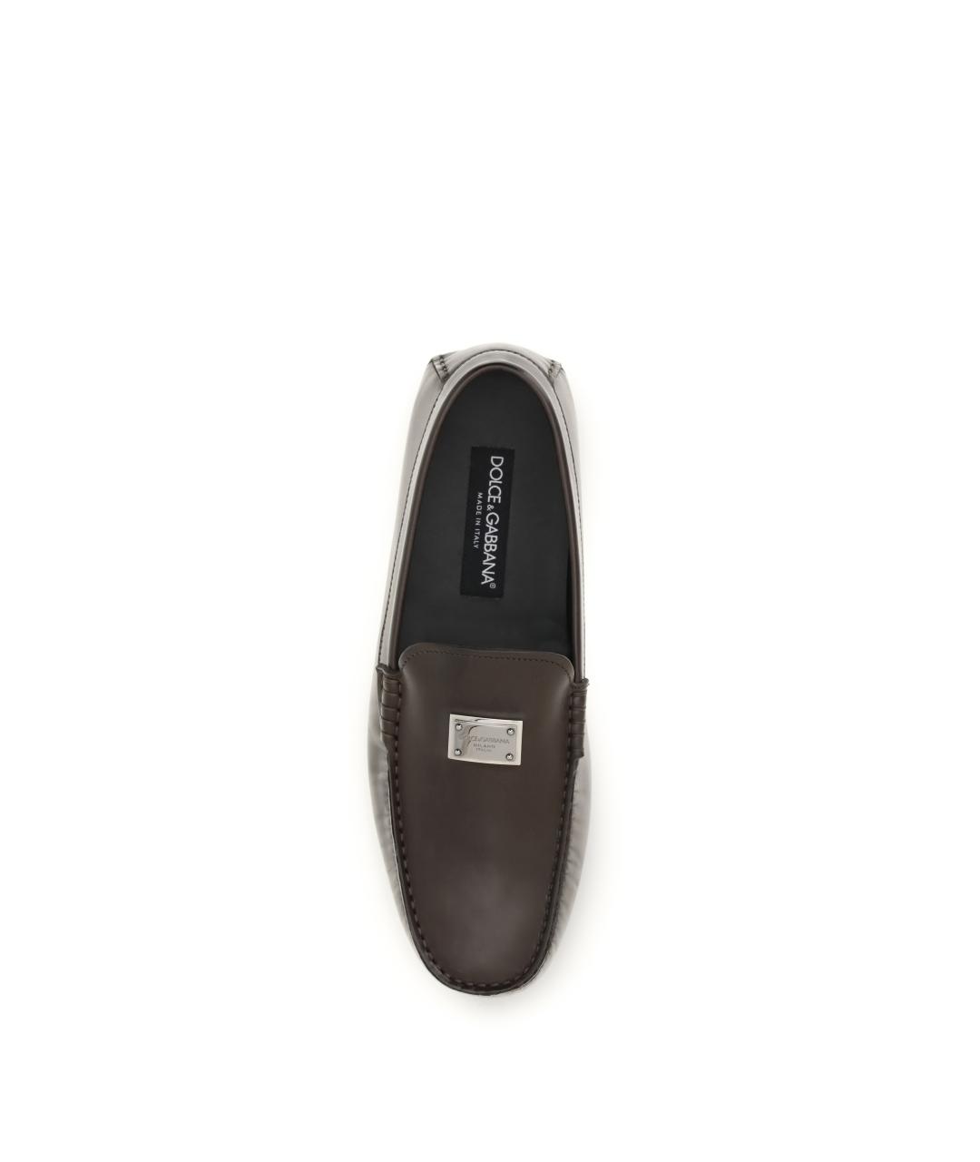 DOLCE&GABBANA Коричневые кожаные мокасины, фото 4
