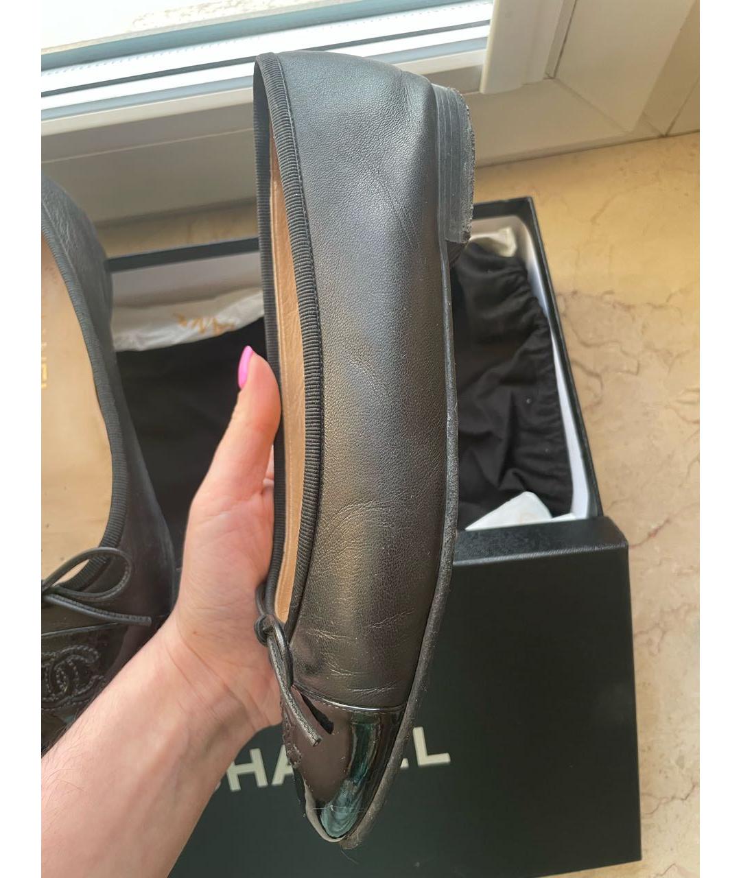 CHANEL Черные кожаные балетки, фото 7