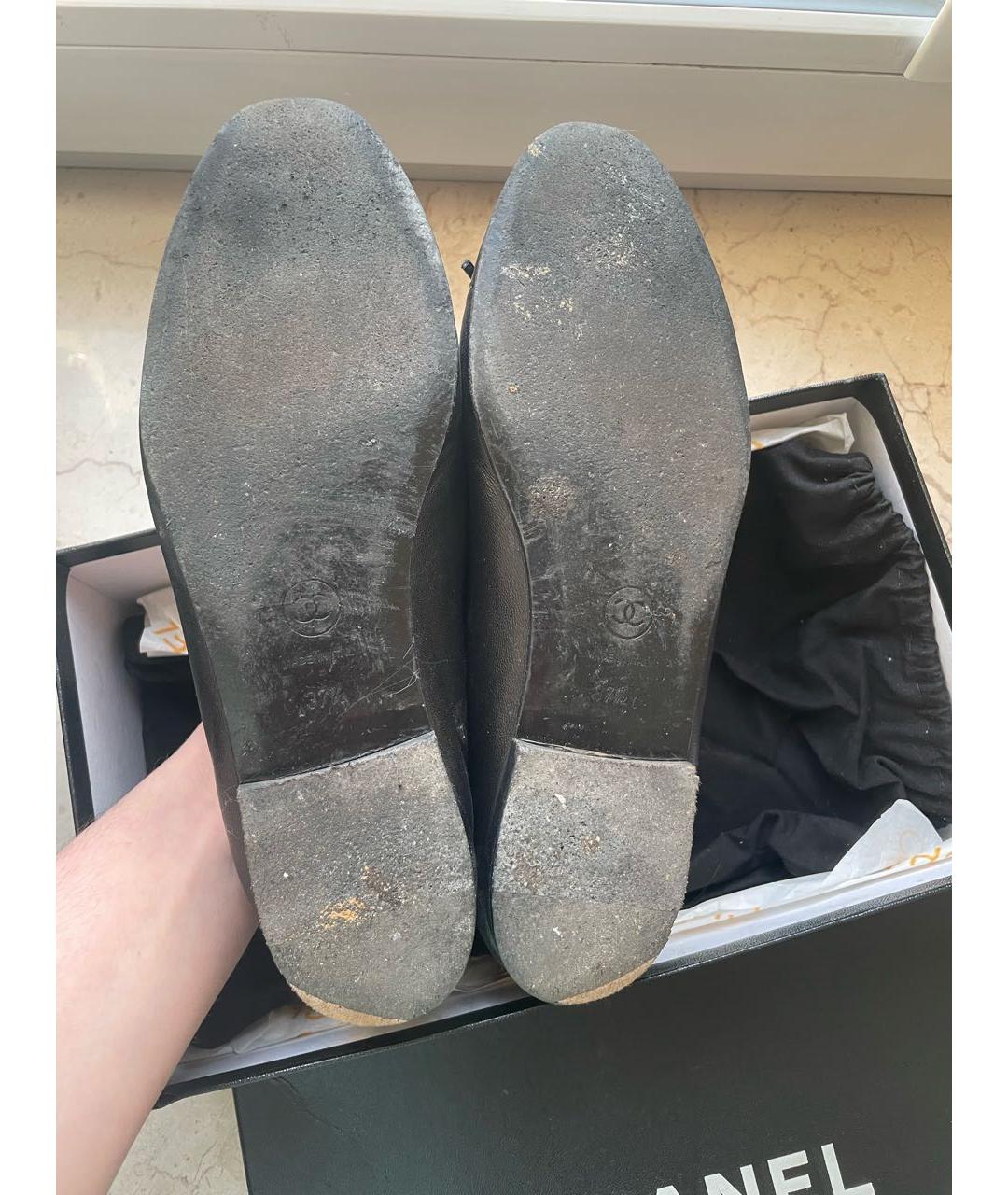 CHANEL Черные кожаные балетки, фото 3