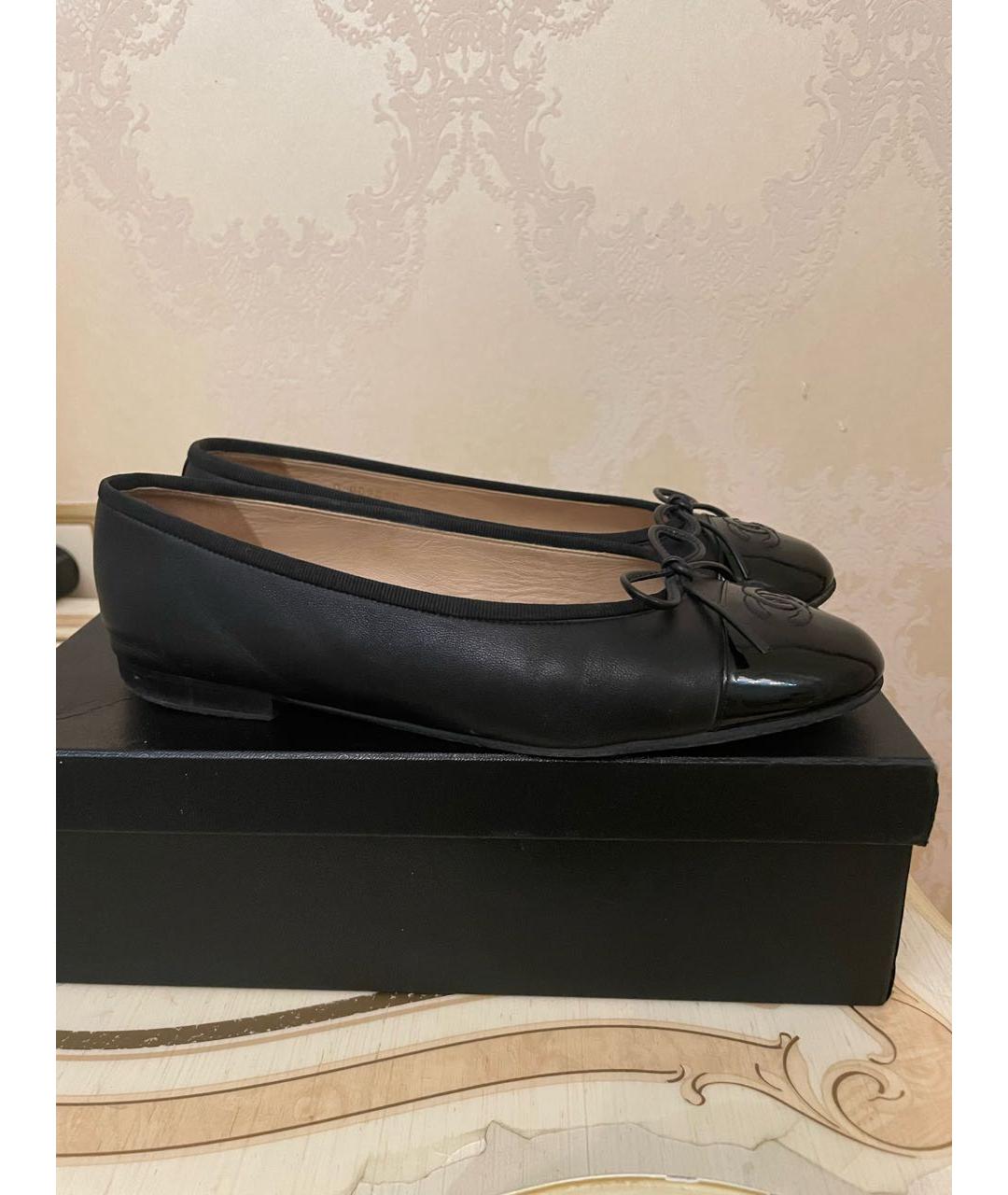 CHANEL Черные кожаные балетки, фото 9