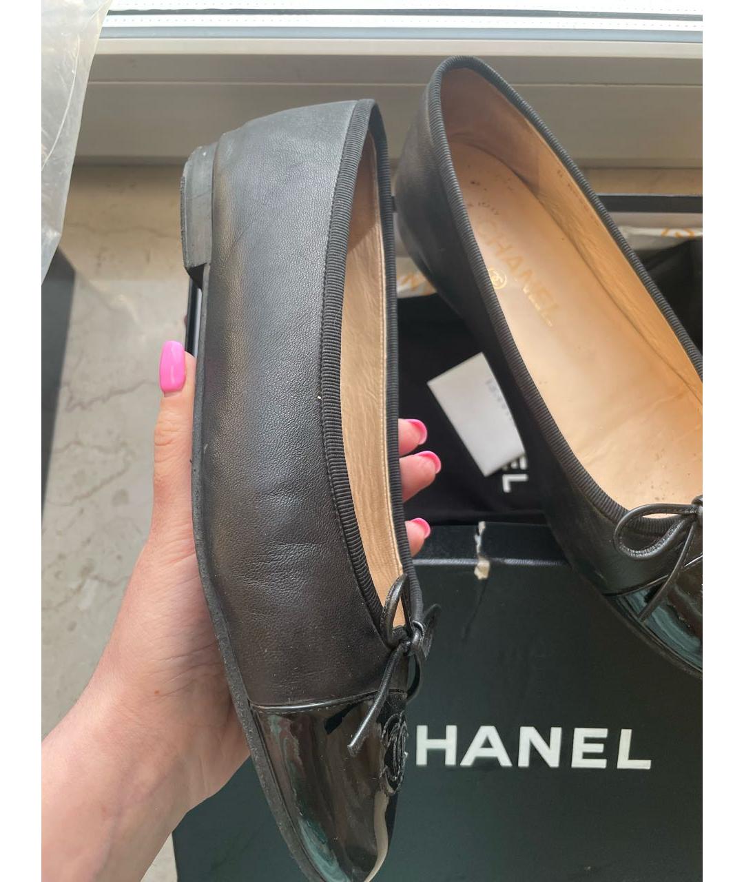 CHANEL Черные кожаные балетки, фото 5