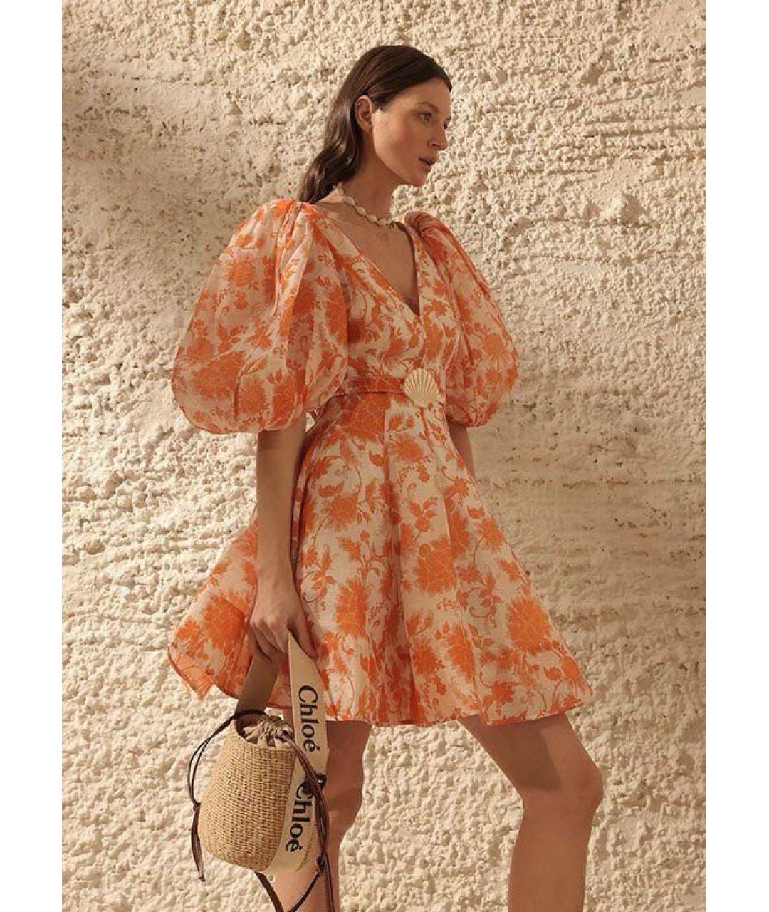 ZIMMERMANN Оранжевое шелковое коктейльное платье, фото 8