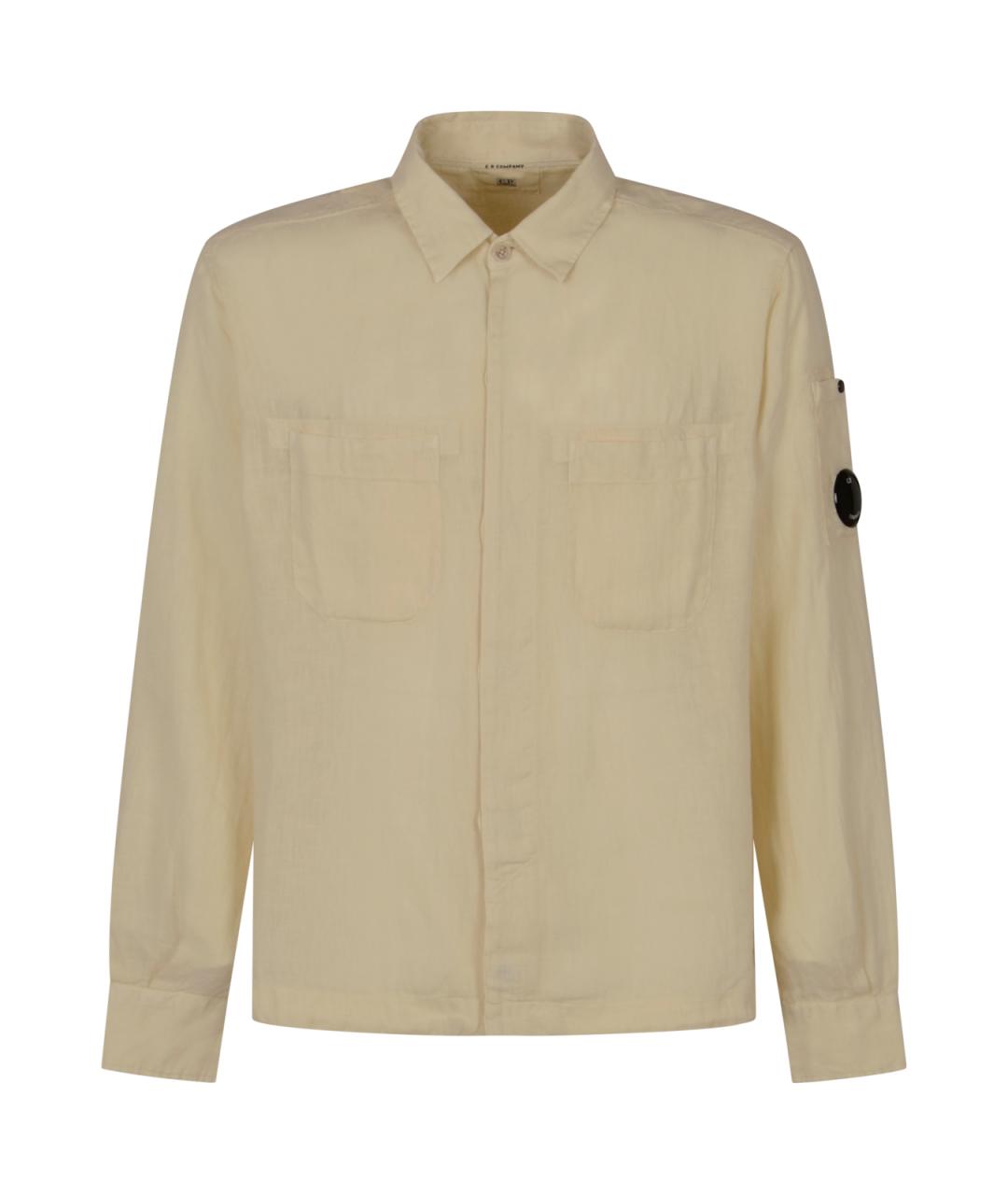 CP COMPANY Бежевая льняная классическая рубашка, фото 1