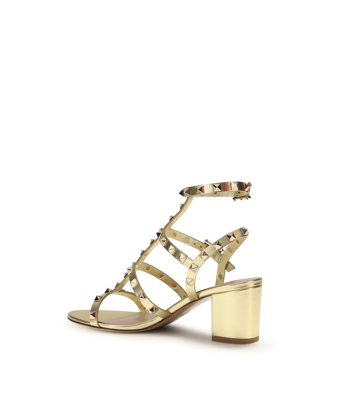 VALENTINO Золотые кожаные босоножки, фото 3
