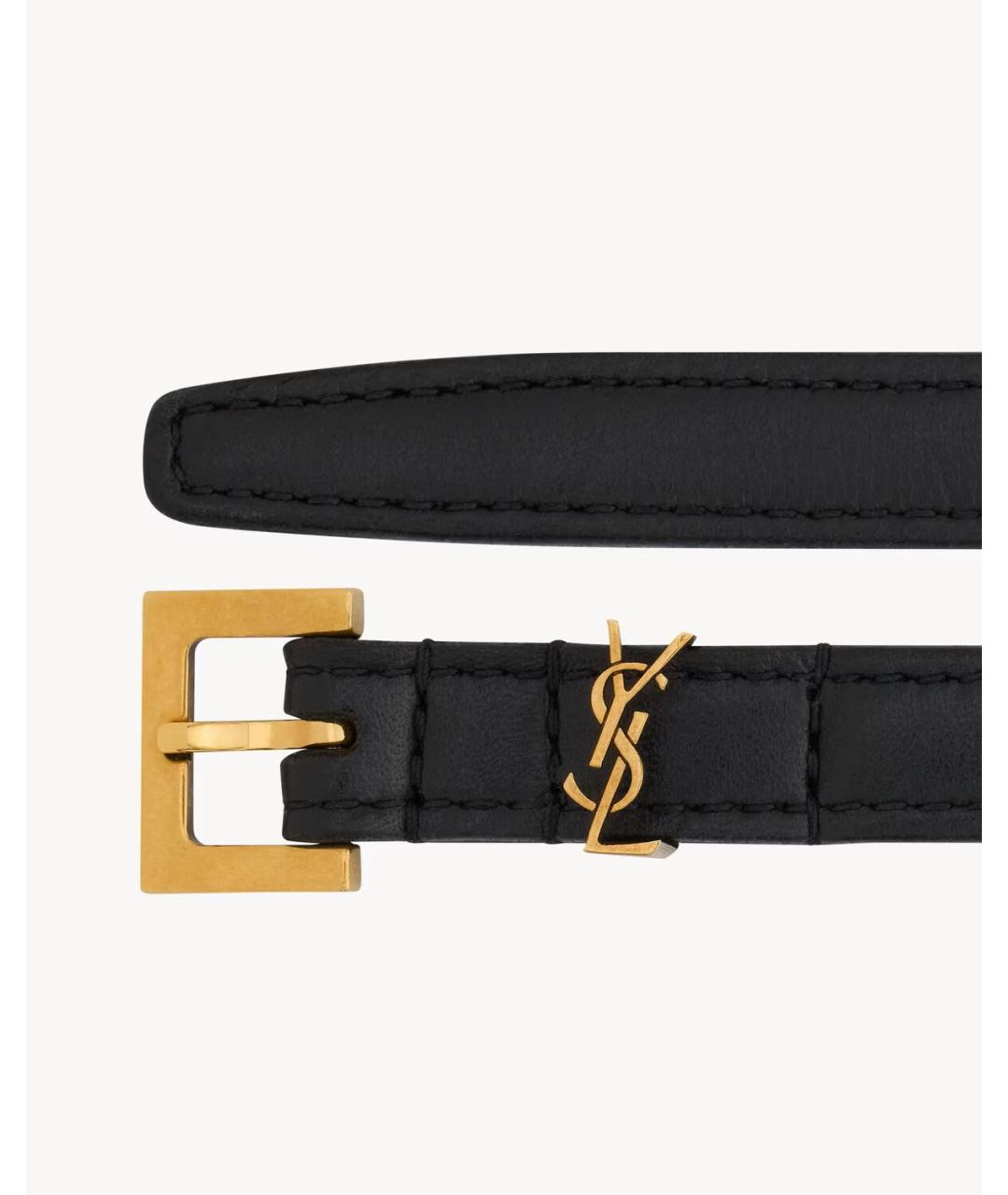 SAINT LAURENT Черный кожаный ремень, фото 2