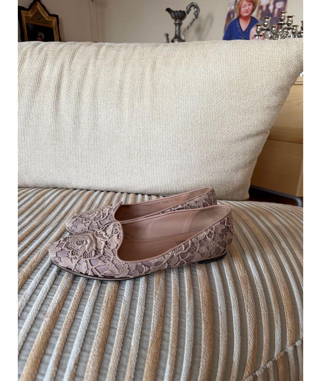 VALENTINO Бежевые кожаные балетки, фото 6