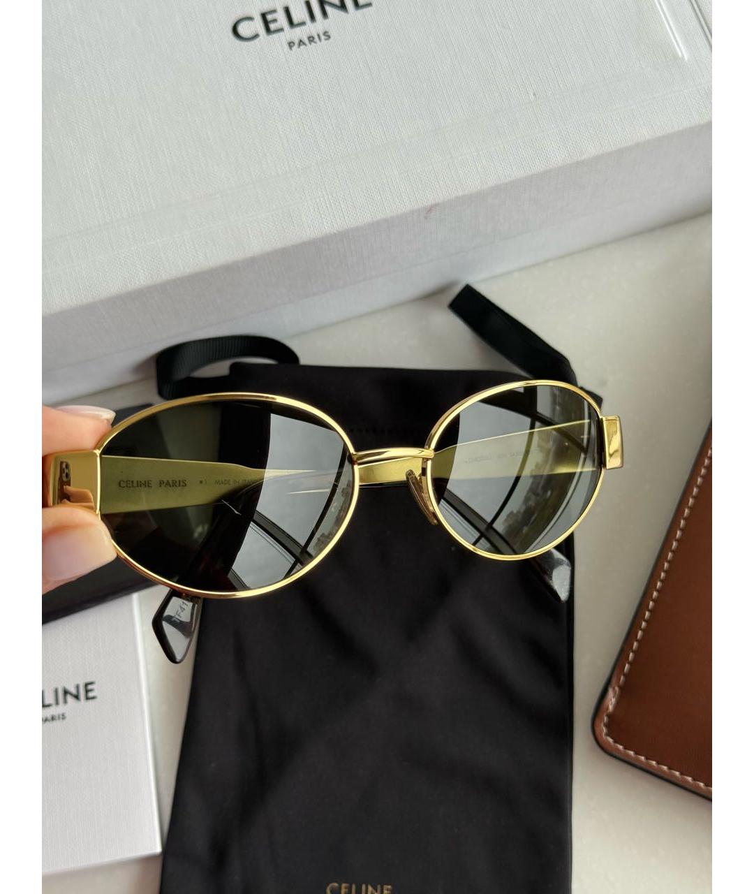 CELINE Золотые металлические солнцезащитные очки, фото 6