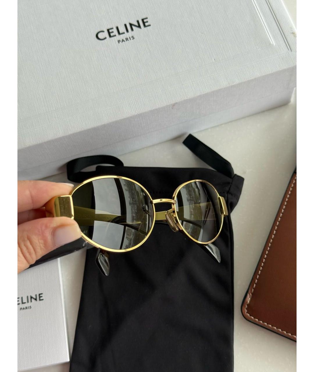 CELINE Золотые металлические солнцезащитные очки, фото 7