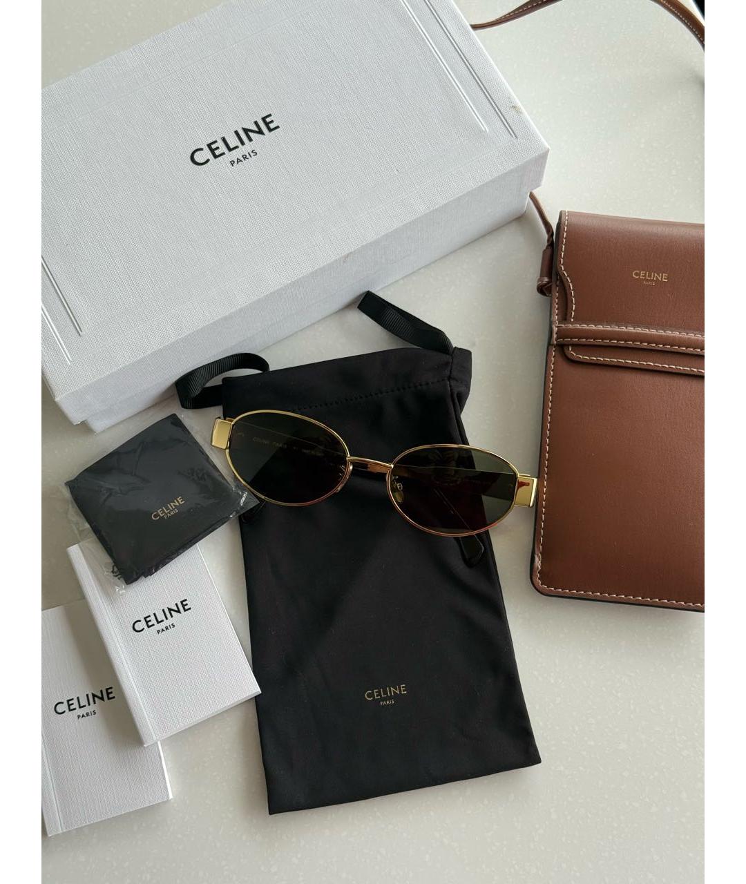 CELINE Золотые металлические солнцезащитные очки, фото 2