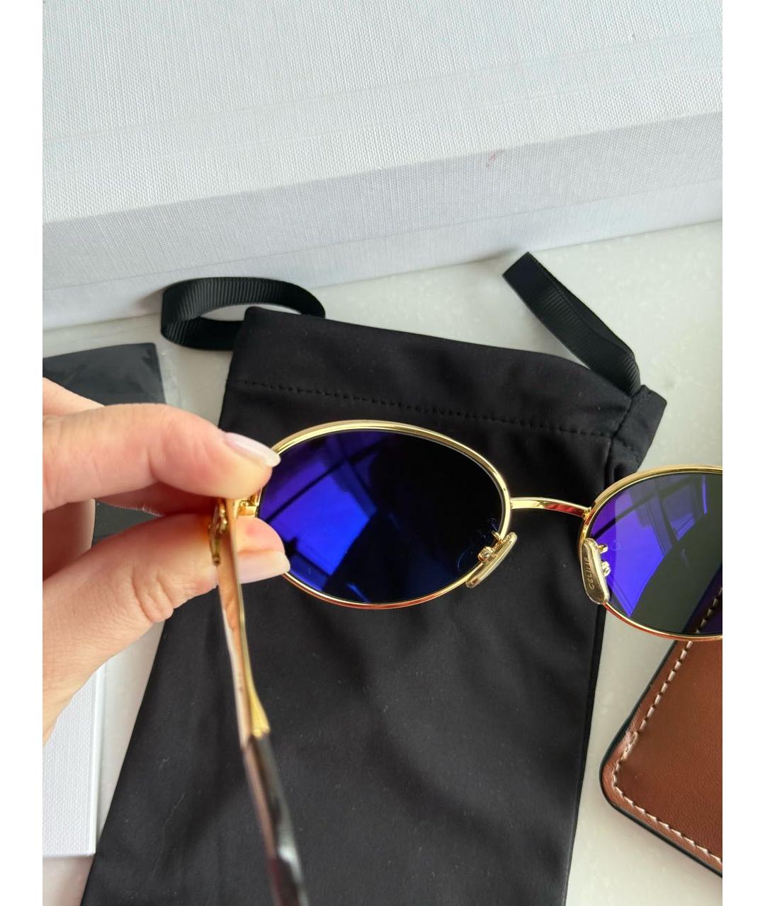 CELINE Золотые металлические солнцезащитные очки, фото 8