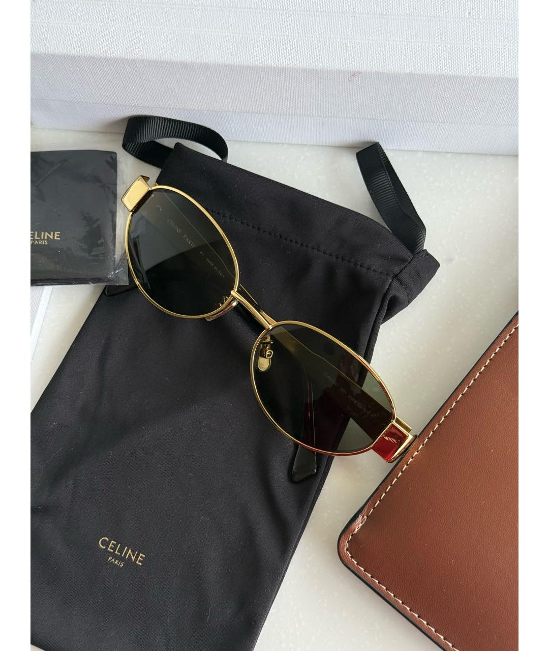 CELINE Золотые металлические солнцезащитные очки, фото 4