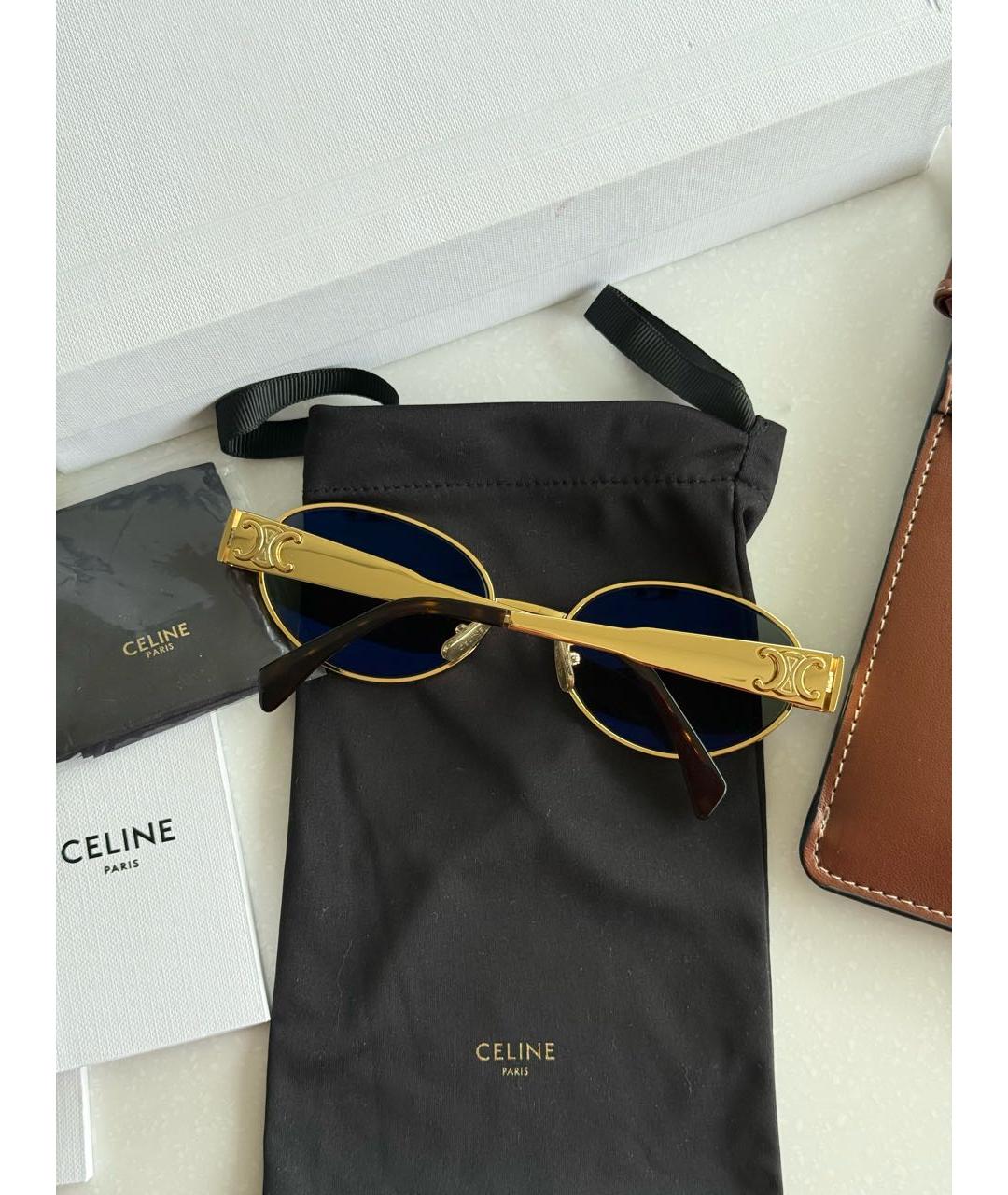 CELINE Золотые металлические солнцезащитные очки, фото 3