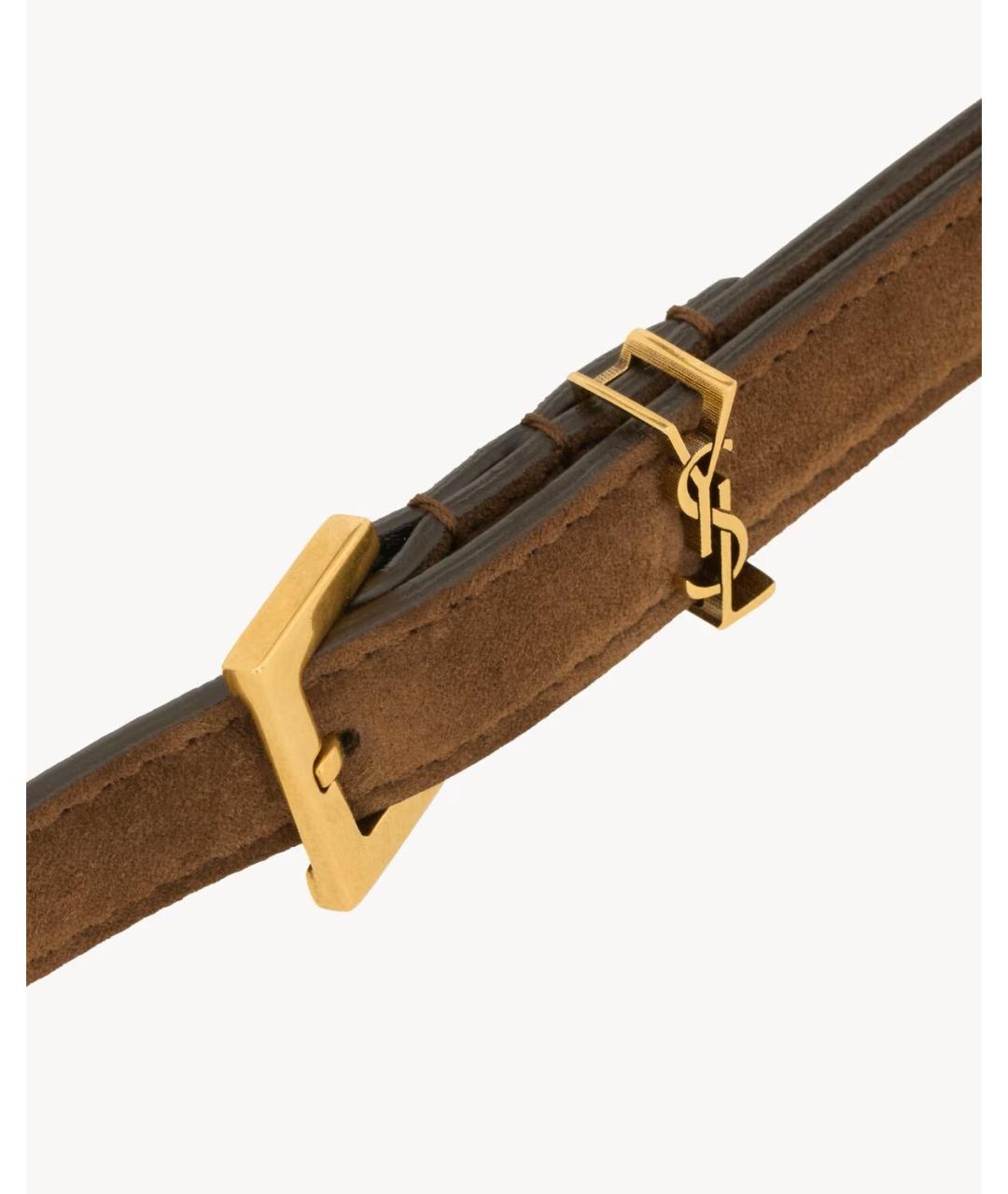 SAINT LAURENT Коричневый замшевый ремень, фото 3