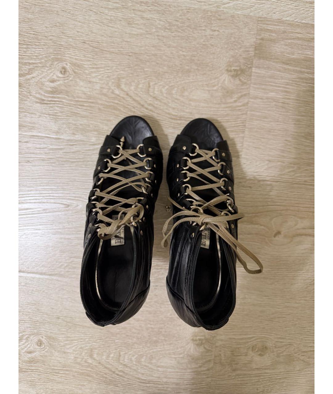 BALMAIN Черные кожаные босоножки, фото 3