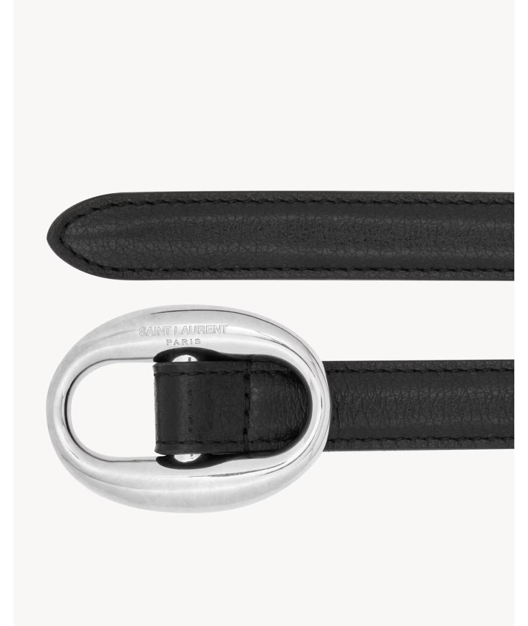 SAINT LAURENT Черный кожаный ремень, фото 2
