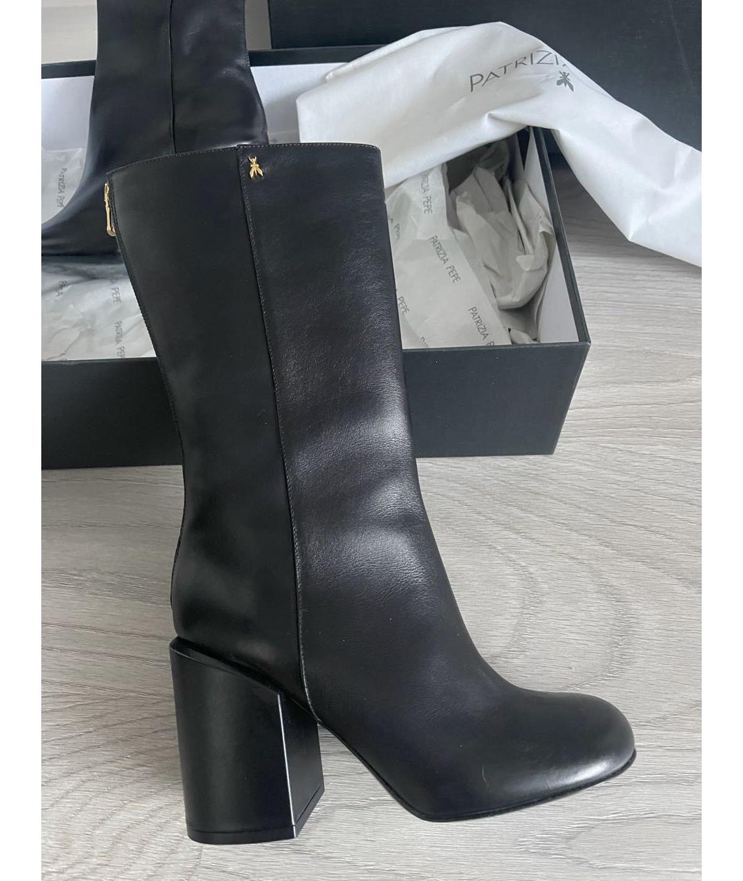 PATRIZIA PEPE Черные кожаные полусапоги, фото 8