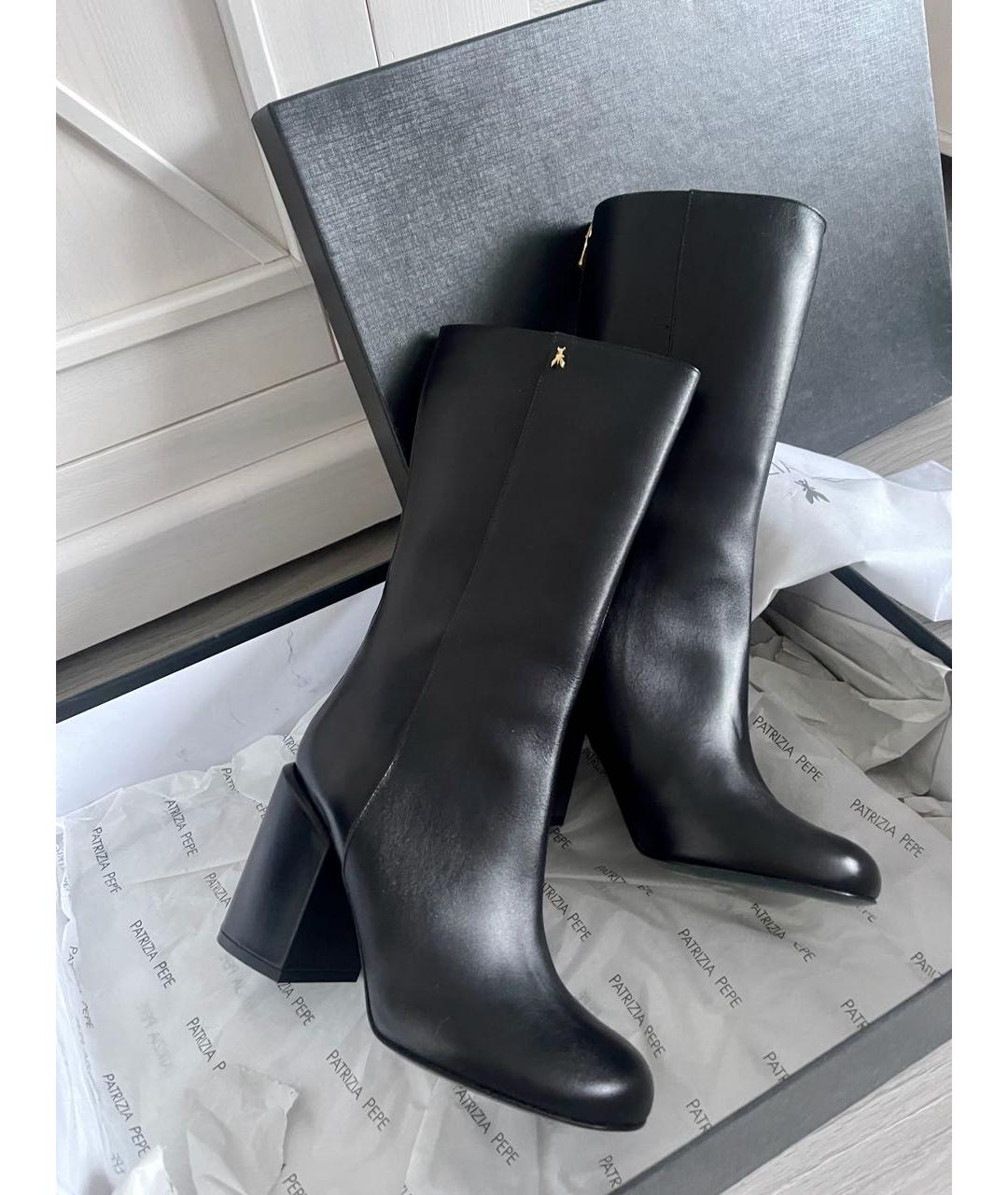 PATRIZIA PEPE Черные кожаные полусапоги, фото 5