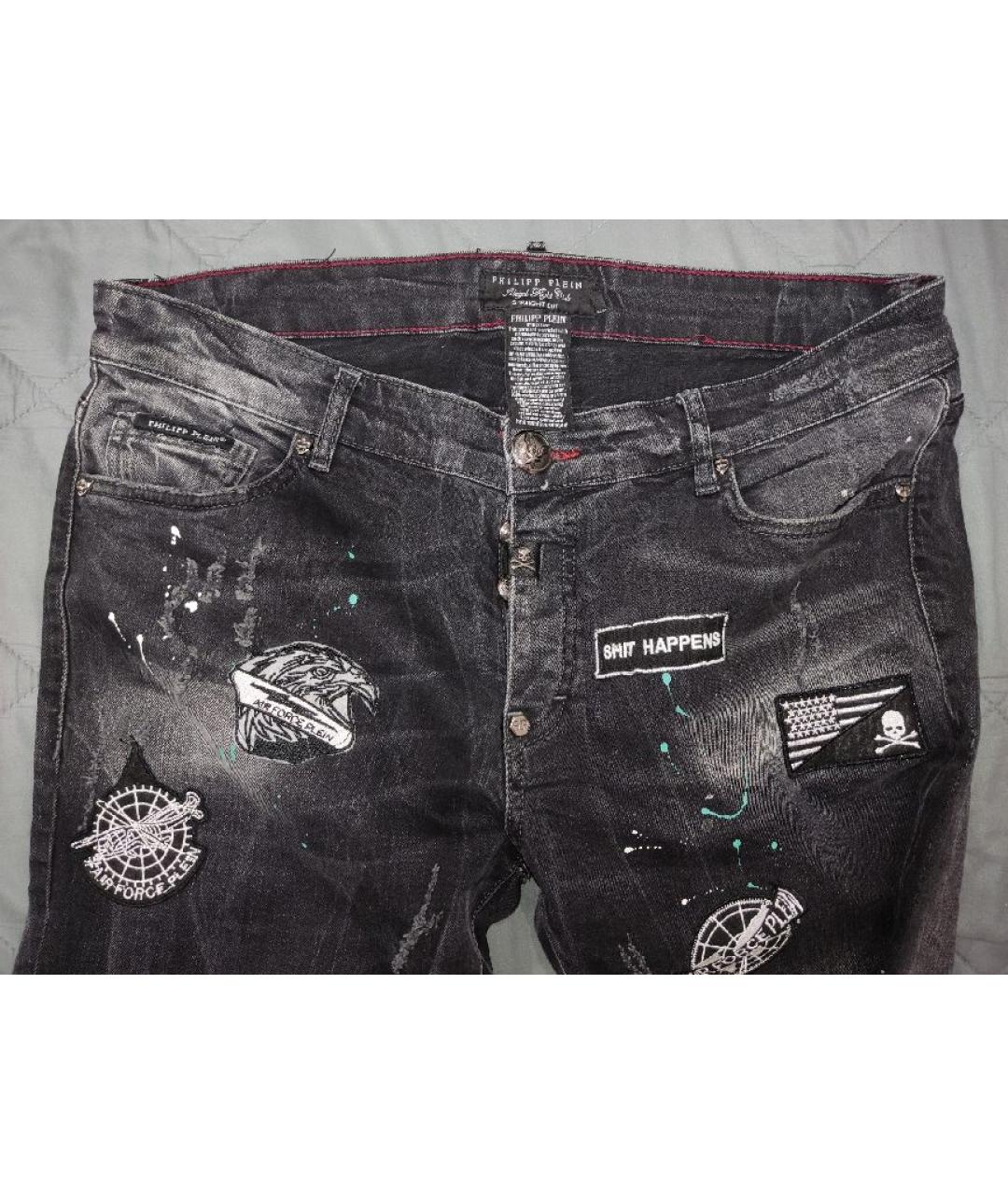 PHILIPP PLEIN Черные хлопко-эластановые джинсы скинни, фото 3