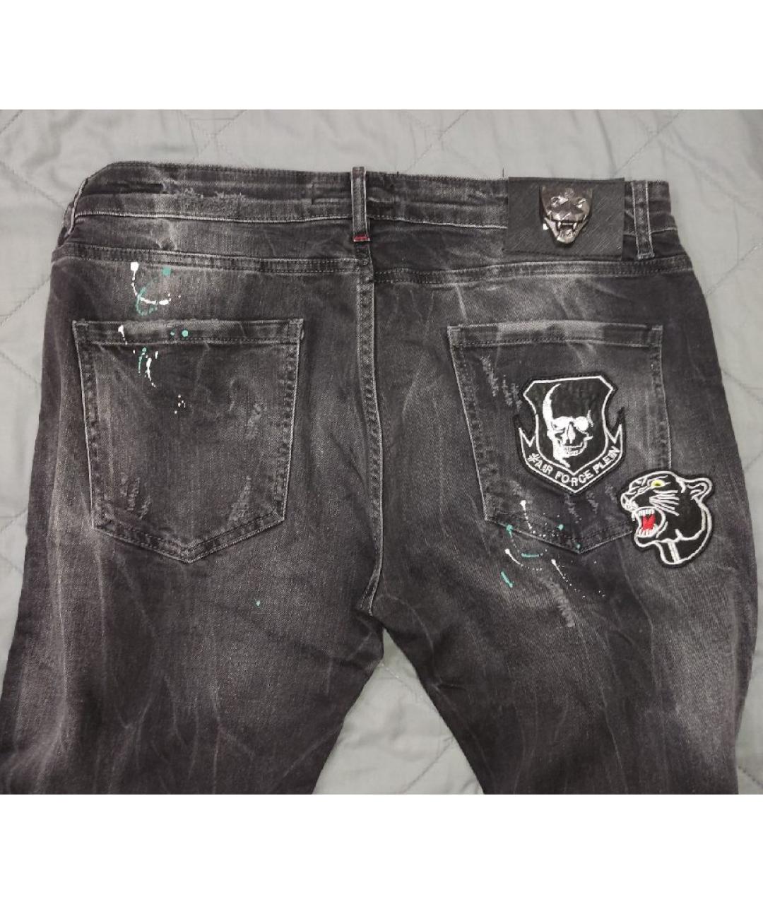 PHILIPP PLEIN Черные хлопко-эластановые джинсы скинни, фото 4