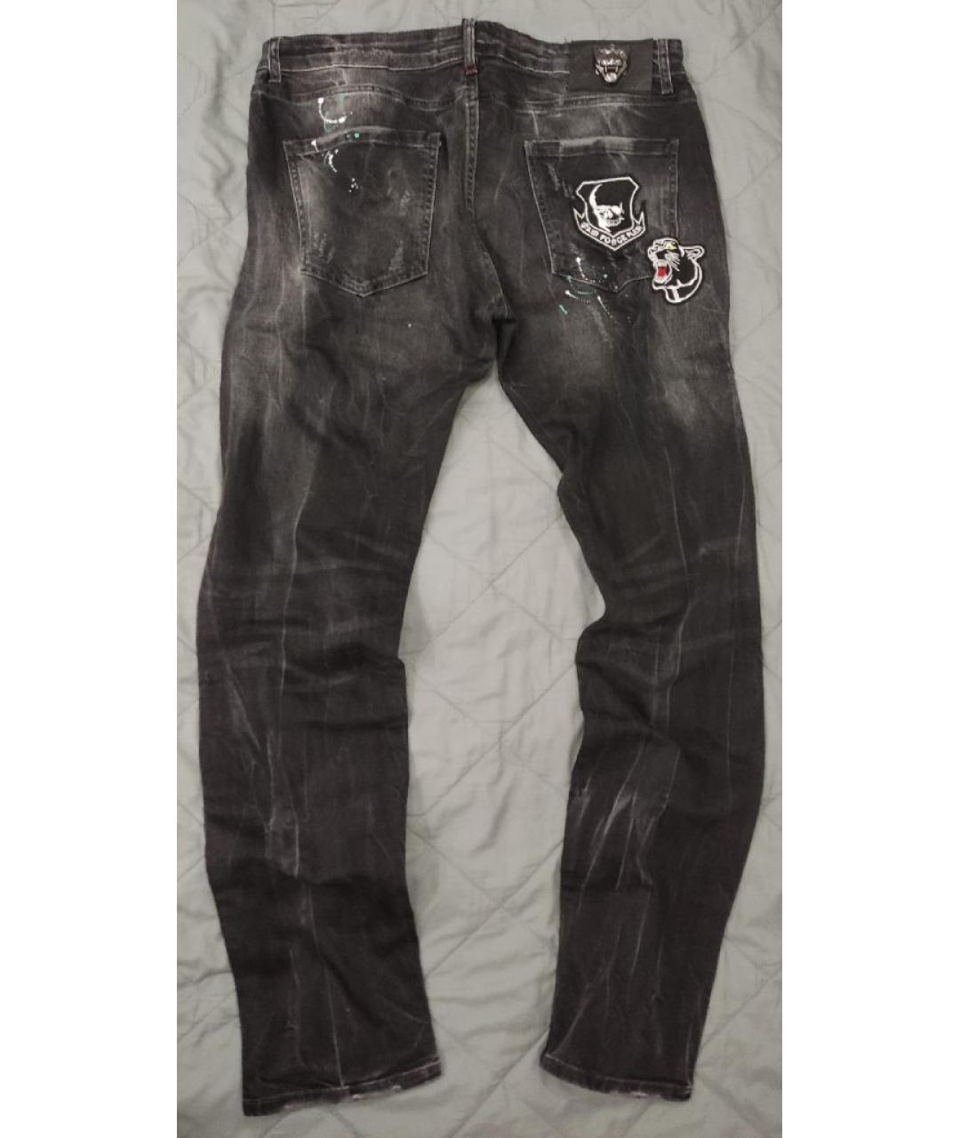 PHILIPP PLEIN Черные хлопко-эластановые джинсы скинни, фото 2