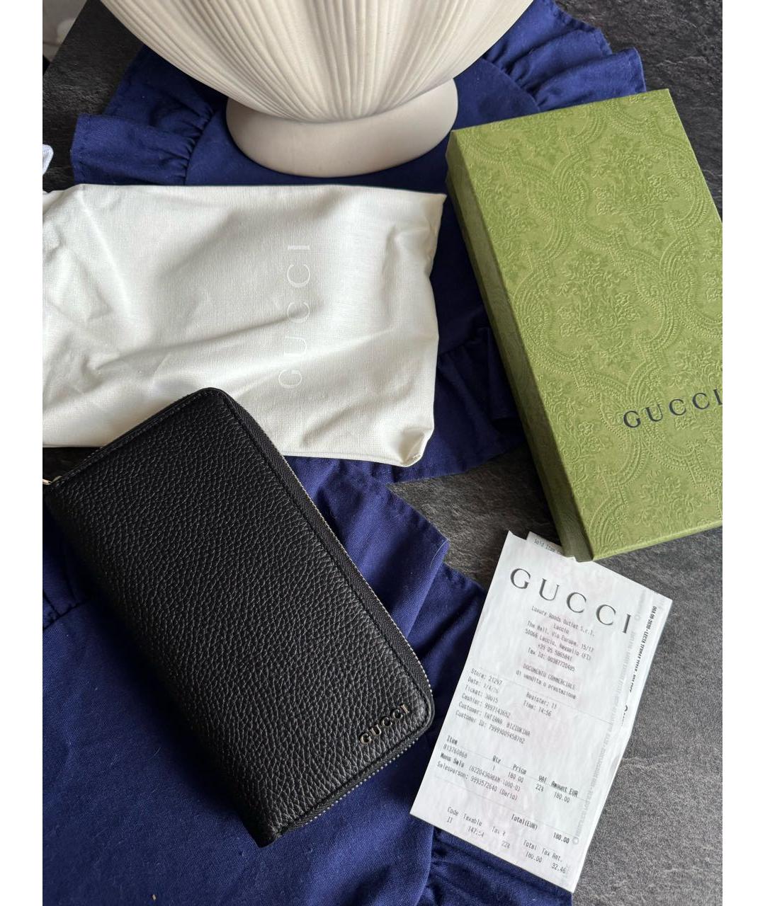 GUCCI Черный кожаный кошелек, фото 4