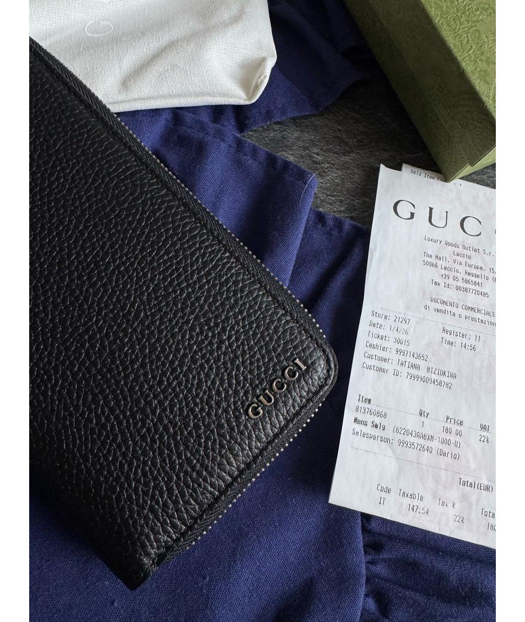 GUCCI Черный кожаный кошелек, фото 3