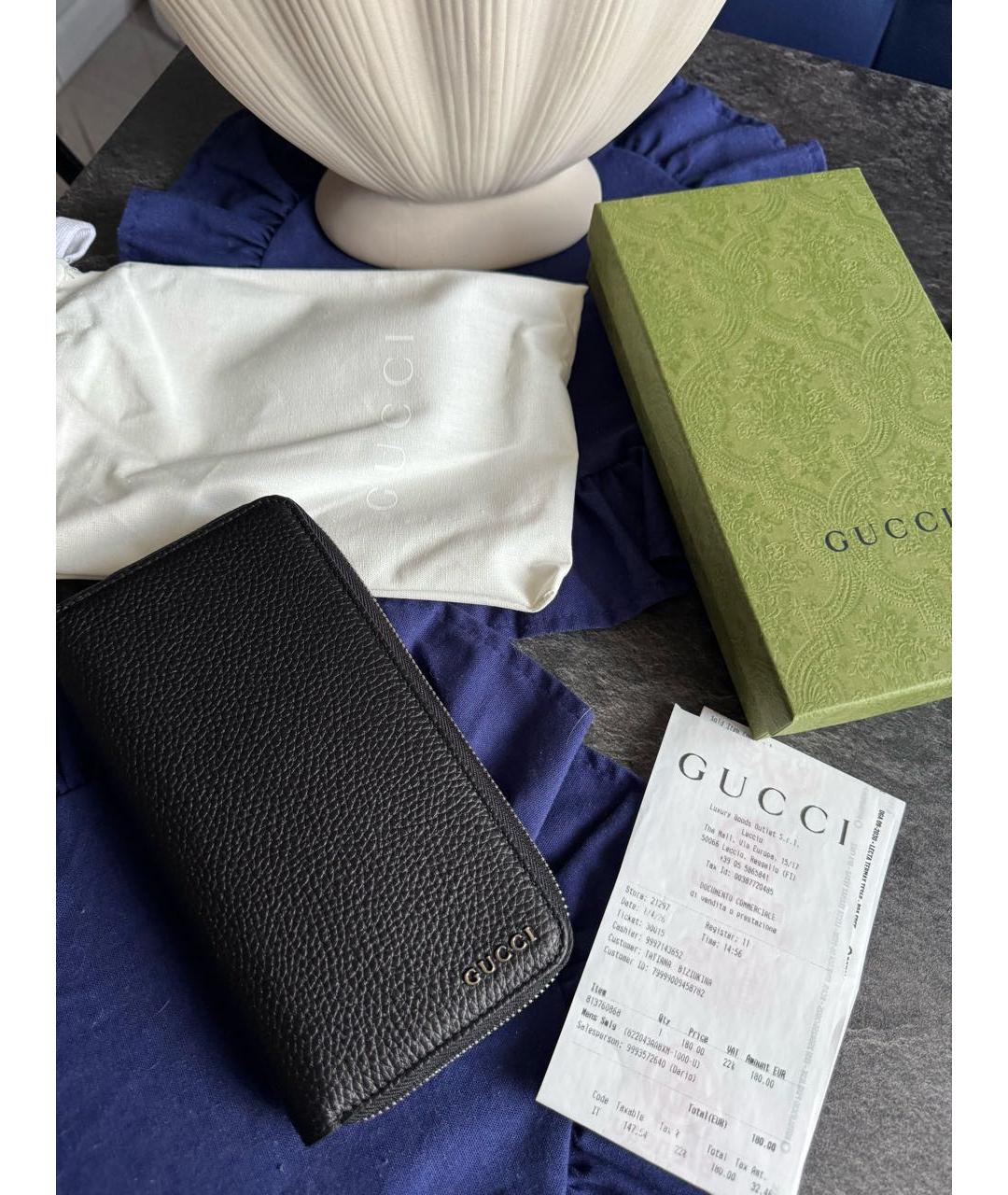 GUCCI Черный кожаный кошелек, фото 2