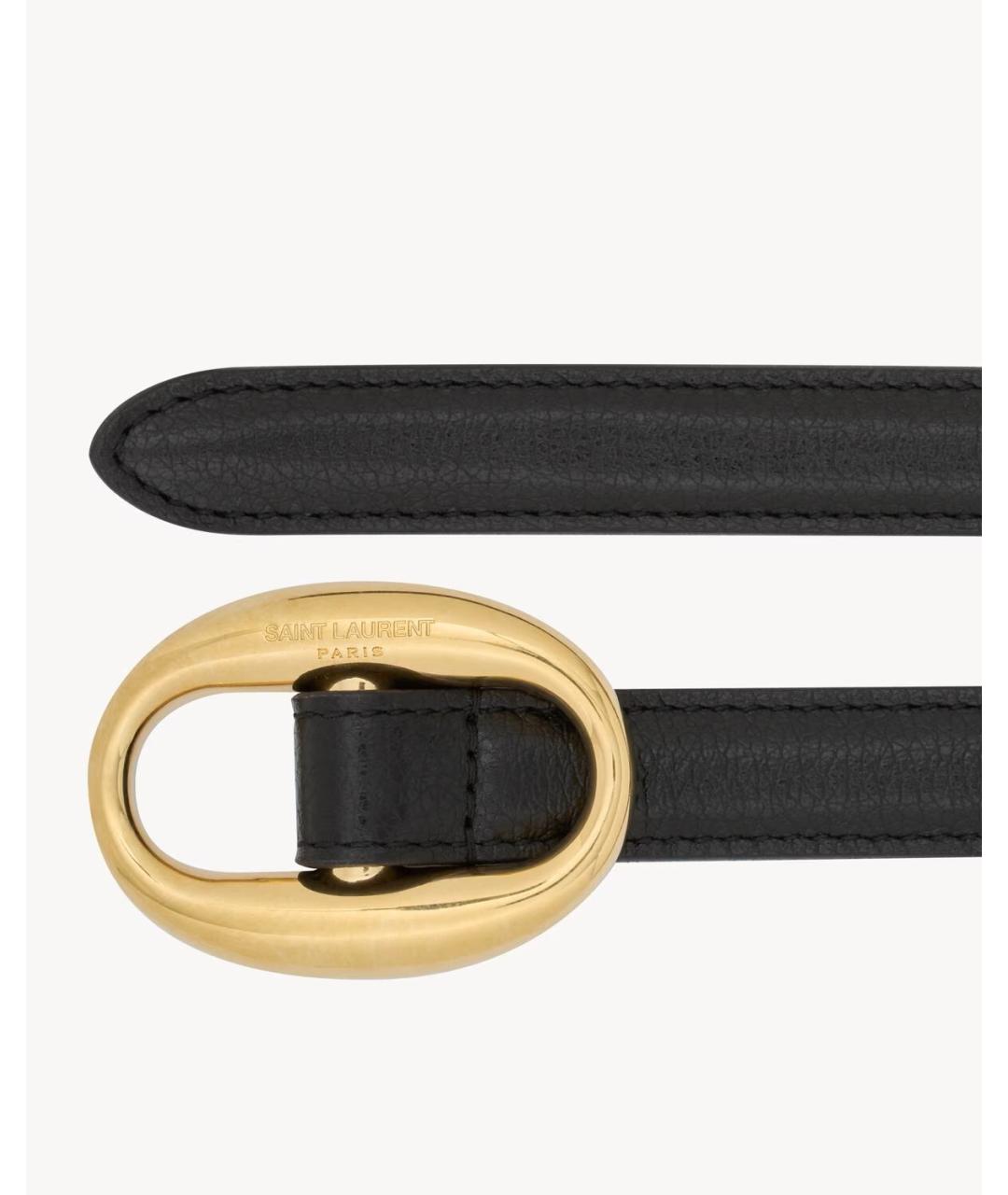 SAINT LAURENT Черный кожаный ремень, фото 2