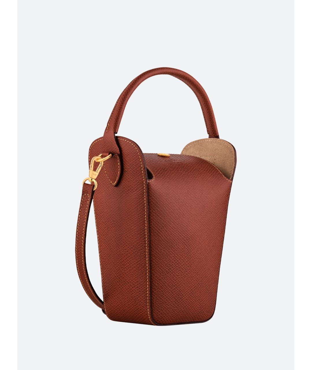 LONGCHAMP Коричневая кожаная сумка через плечо, фото 3