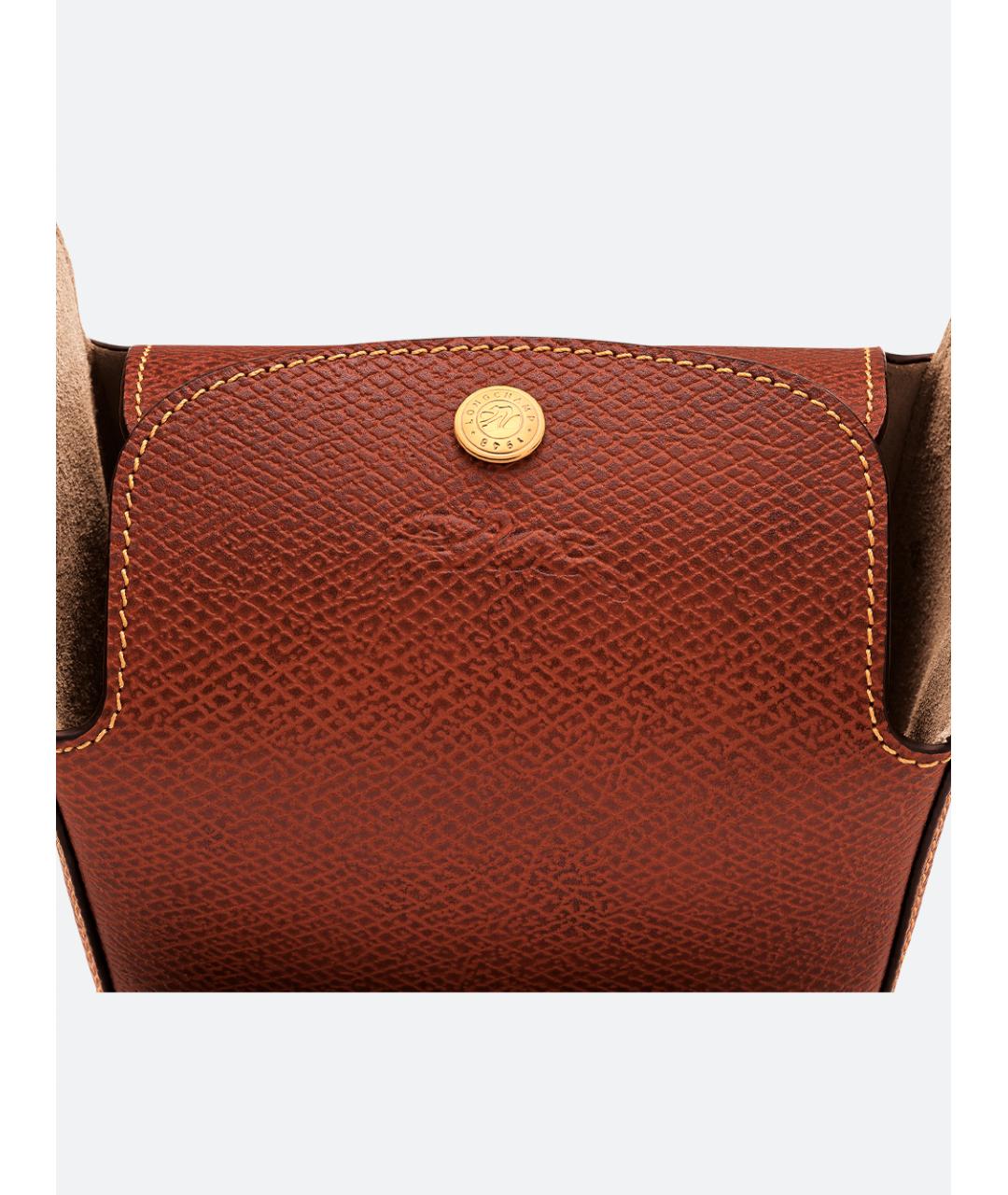 LONGCHAMP Коричневая кожаная сумка через плечо, фото 5