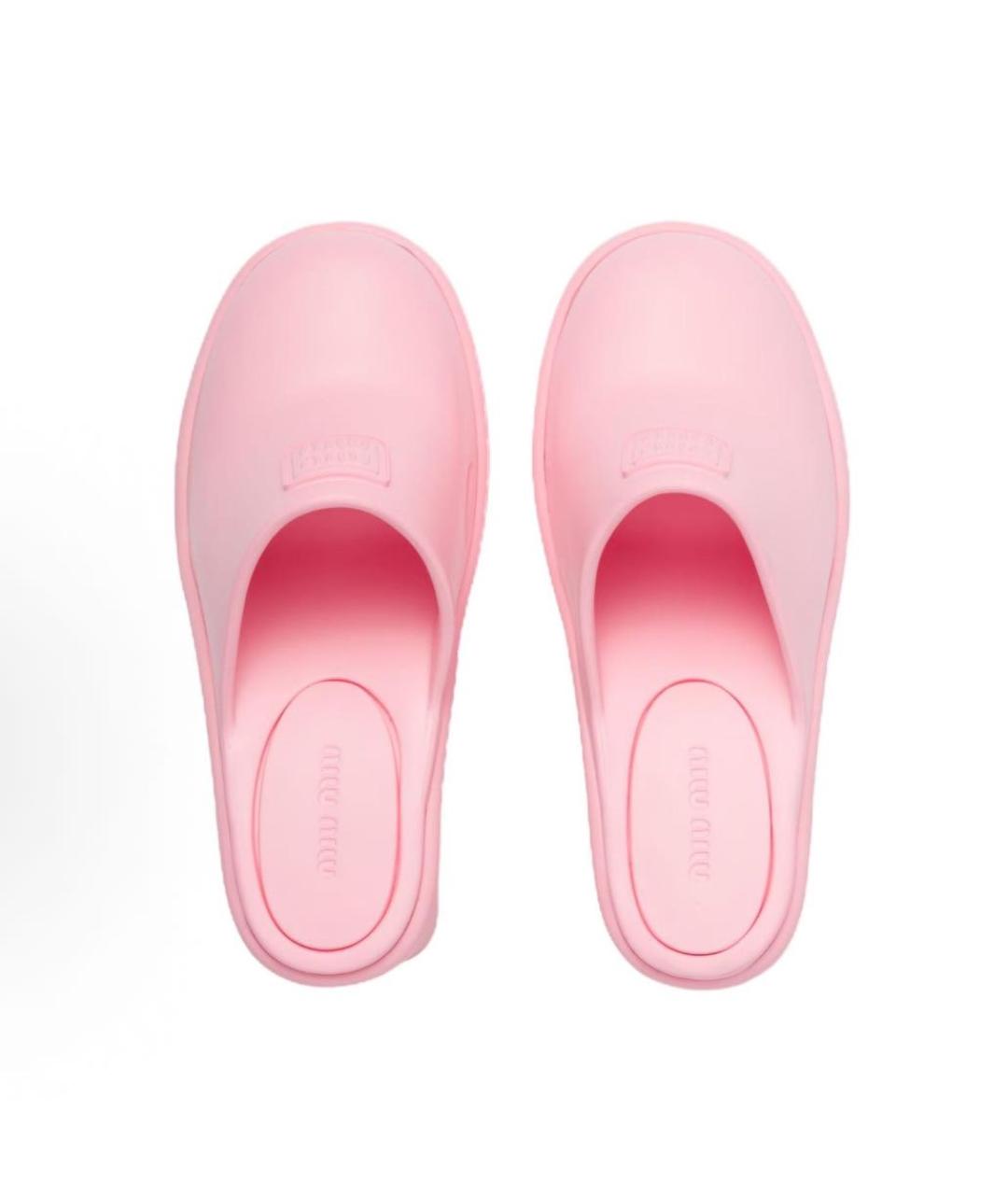 MIU MIU Розовые резиновые мюли, фото 5
