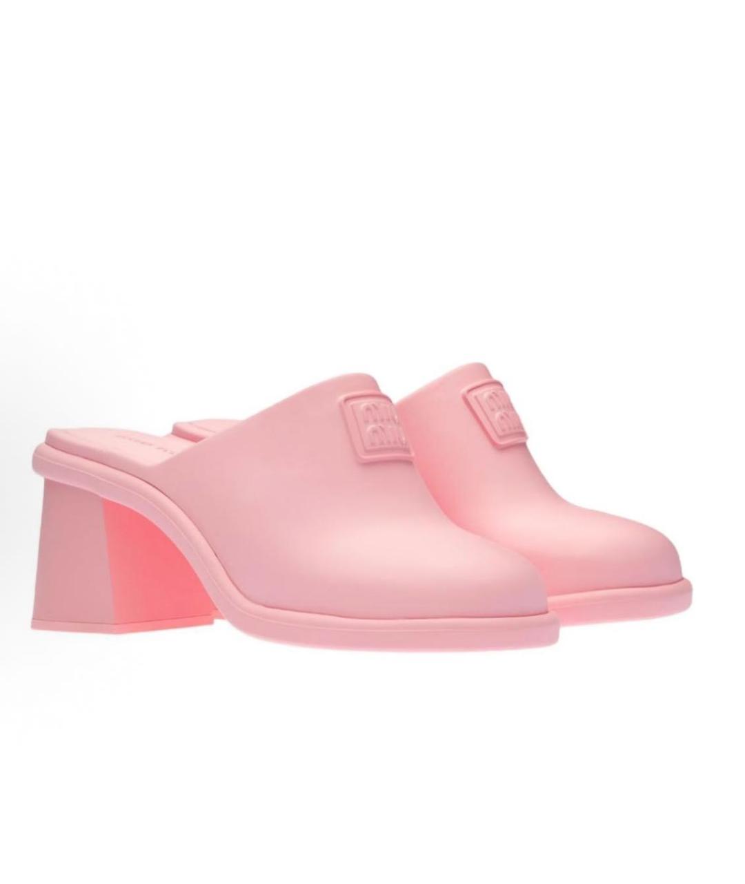 MIU MIU Розовые резиновые мюли, фото 3