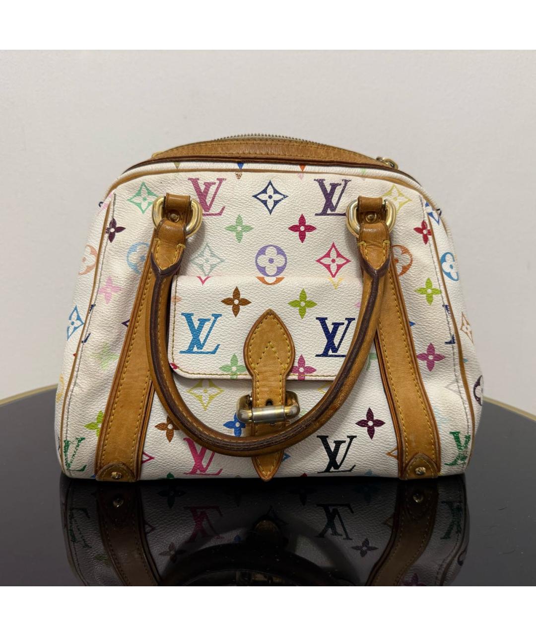 LOUIS VUITTON Белая кожаная сумка с короткими ручками, фото 5