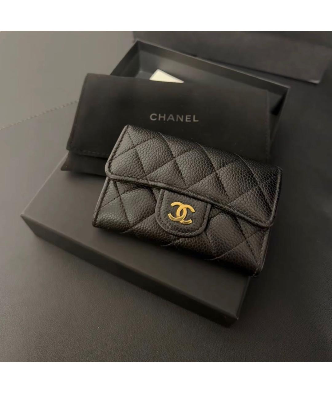 CHANEL Черный кожаный кошелек, фото 2