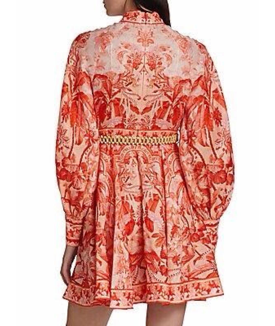 ZIMMERMANN Коралловое льняное коктейльное платье, фото 6