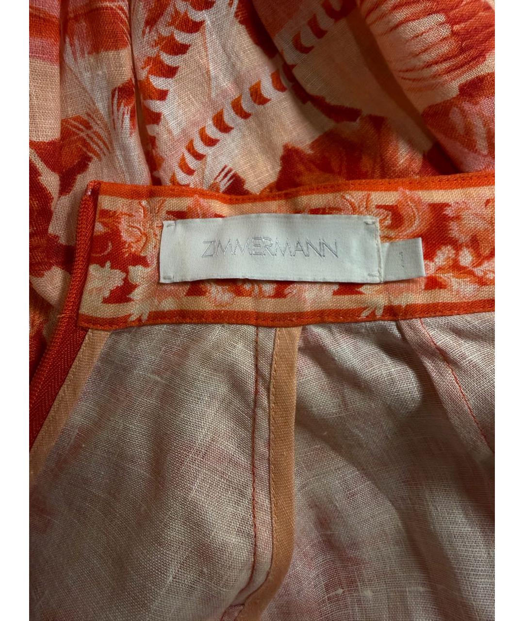 ZIMMERMANN Коралловое льняное коктейльное платье, фото 3