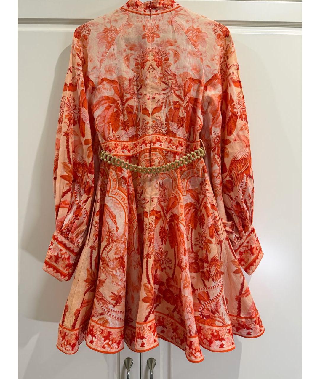 ZIMMERMANN Коралловое льняное коктейльное платье, фото 2