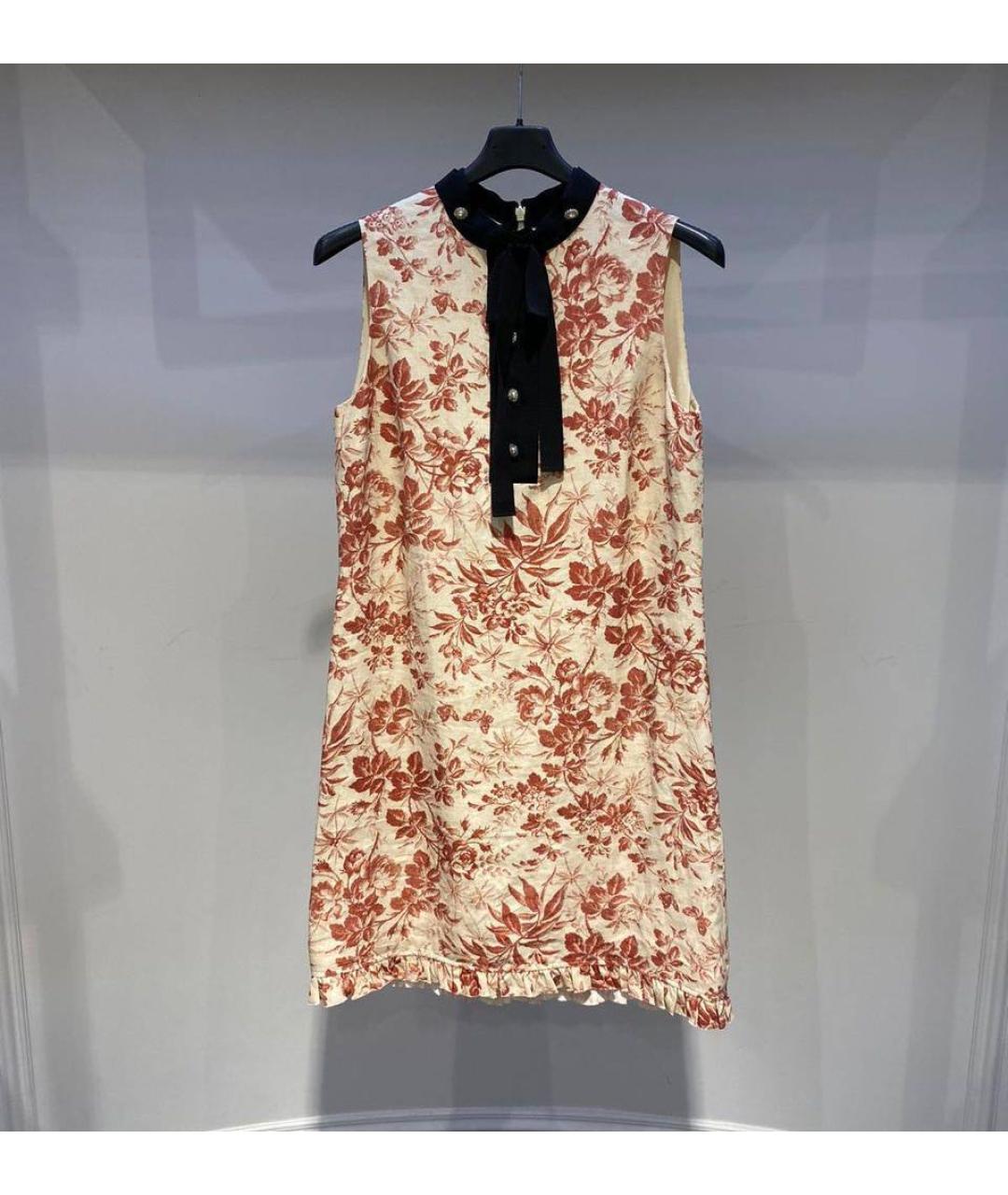 GUCCI Бежевое льняное повседневное платье, фото 6