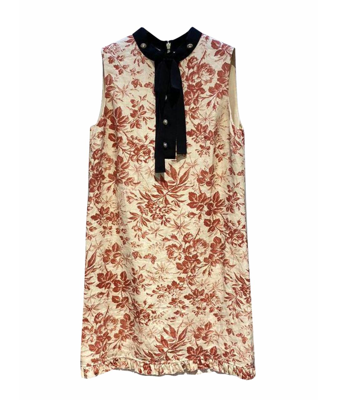 GUCCI Бежевое льняное повседневное платье, фото 1