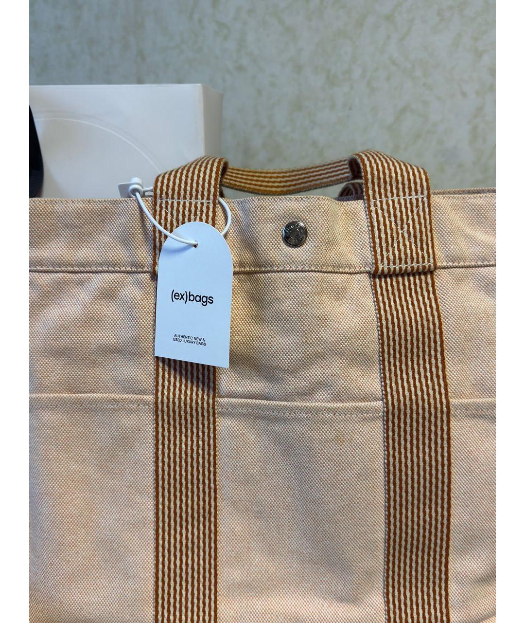 HERMES Бежевая тканевая сумка тоут, фото 5