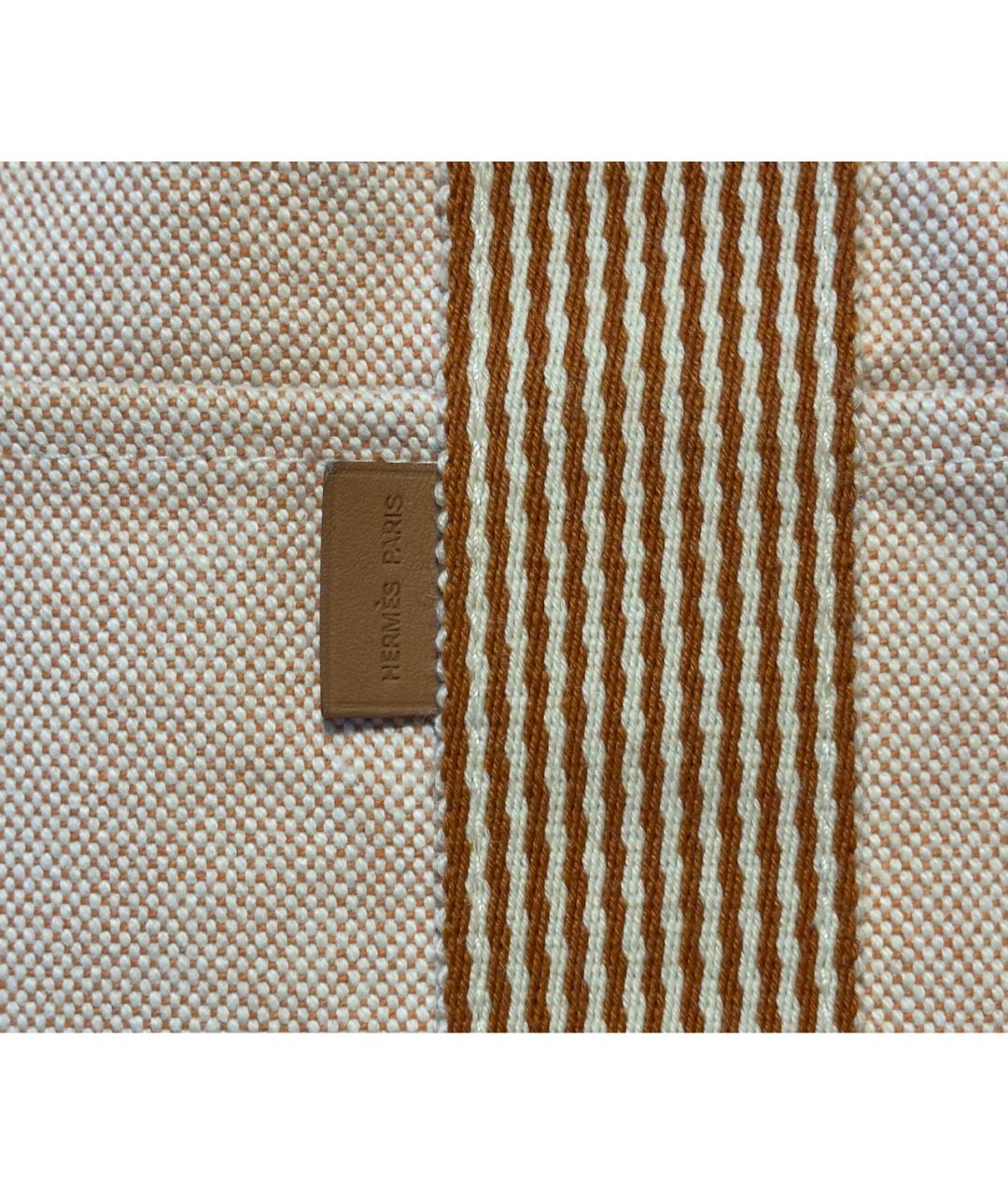 HERMES Бежевая тканевая сумка тоут, фото 3