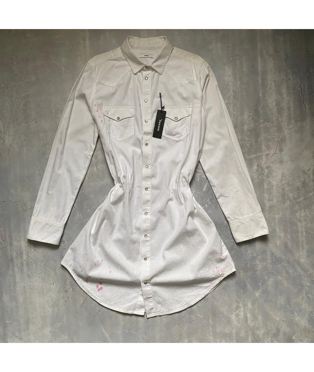 DIESEL Белое хлопковое повседневное платье, фото 10