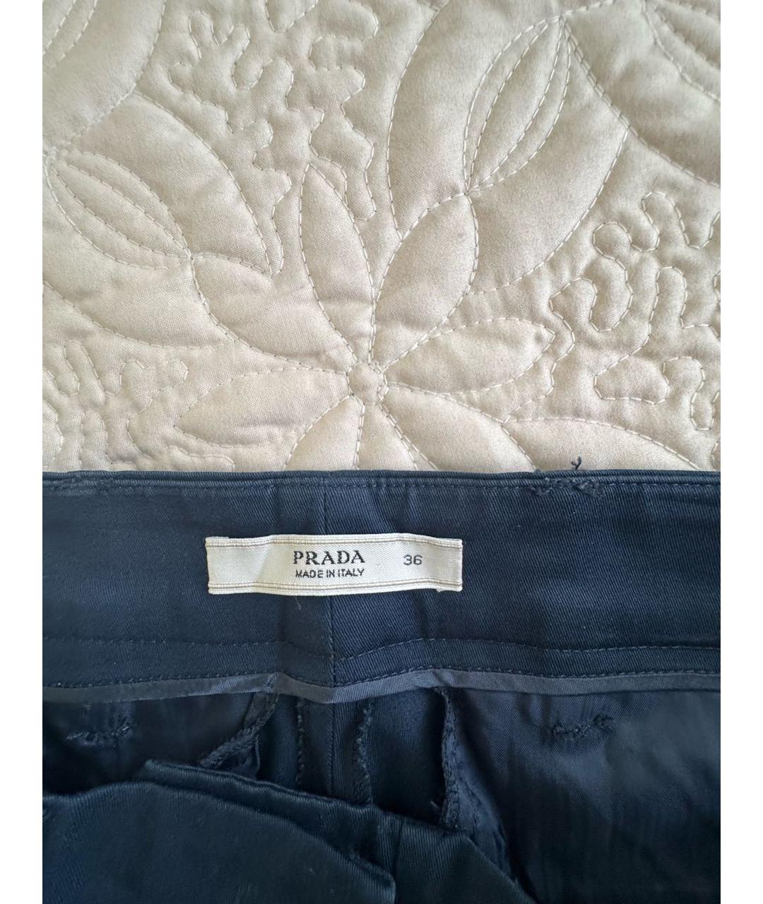 PRADA Темно-синие хлопковые прямые брюки, фото 4